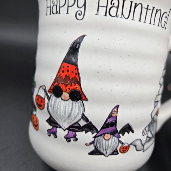 Cobwebs And Cauldrons Mug Cup Happy Haunting Gnomes Costumes Witch Mummy Bat - Picture 3 of 11